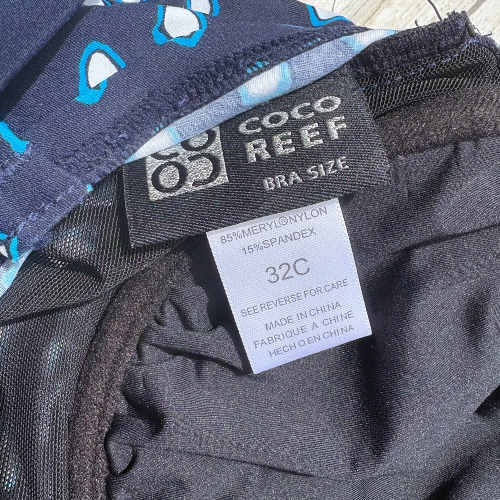Coco‎ Reef Swimdress 32C Navy Blue NWT Ruched Underwire Ruffle Swimsuit Slimming - Picture 11 of 14